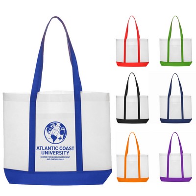 Non-woven Trim Color W/ Gusset Tote Bag-15" H x 18" W x 6" D